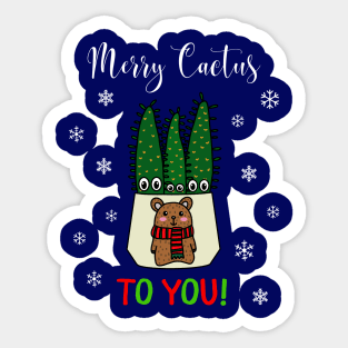 Merry Cactus To You - Eves Pin Cacti In Christmas Bear Pot Sticker